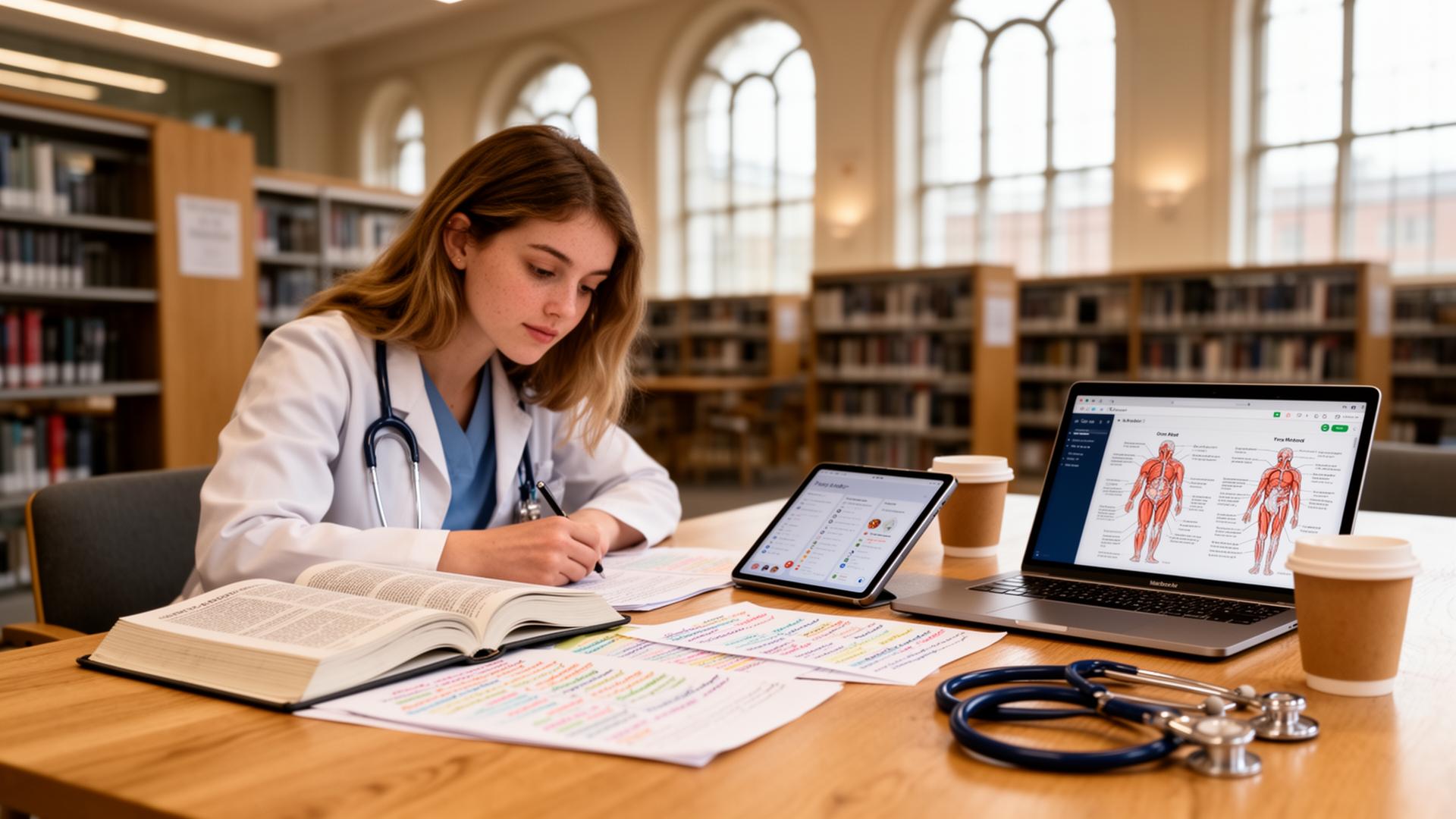 Medical student studying for NEET PG with MacBook and iPad